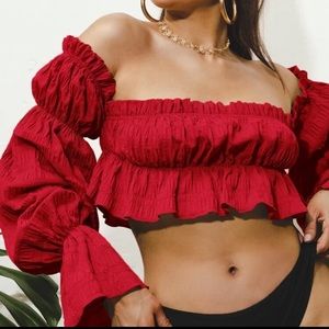 Off shoulder Sleeve Peplum Top❤️‍🔥